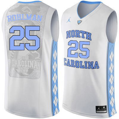 Men North Carolina Tar Heels #25 Aaron Rohlman College Basketball Jerseys Sale-White